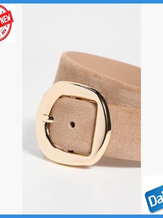 Genuine Suede Belt with Gold Buckle, Size Small, 1.5in Width